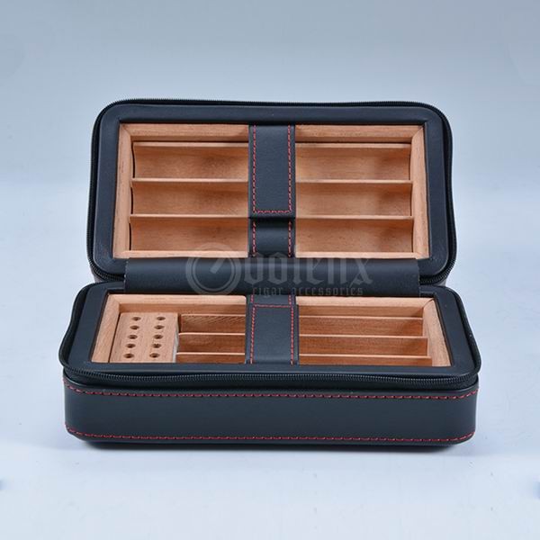 Custom Travel Leather Wooden Cigar Storage Box 3