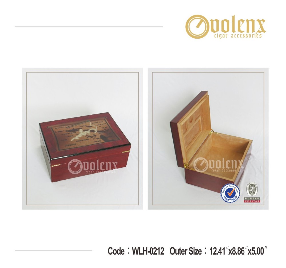 Quality Cherry Wood Humidor Photopaper Cigar Storage Box