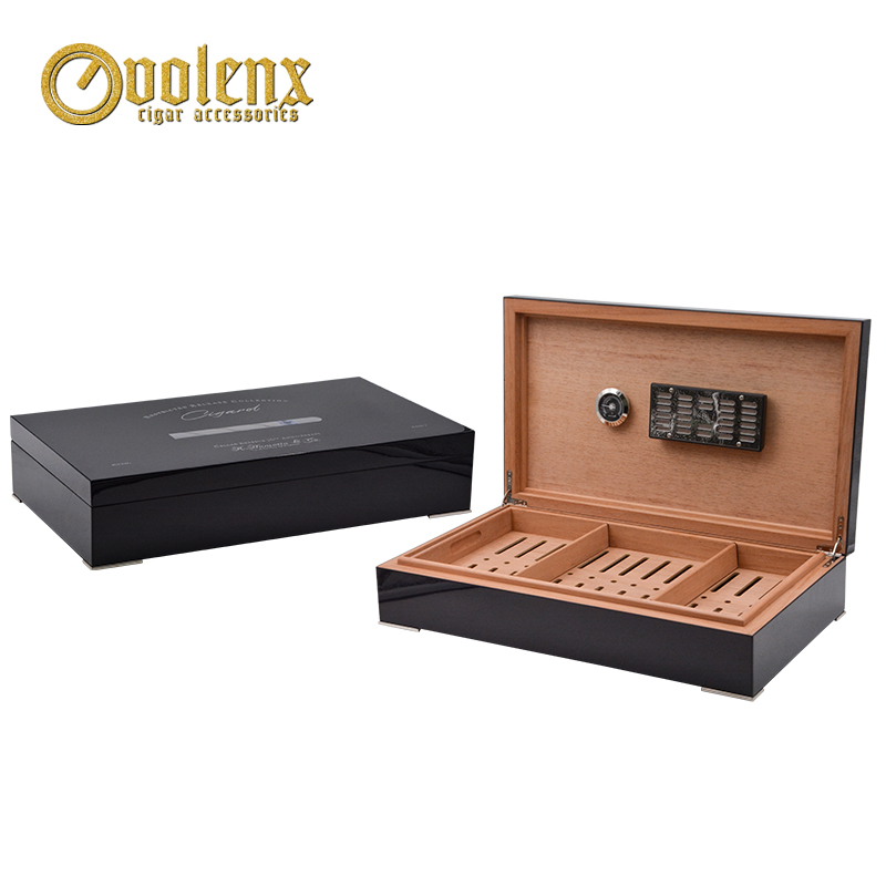 Tobacco show new design high glossy custom wooden cigar humidor box