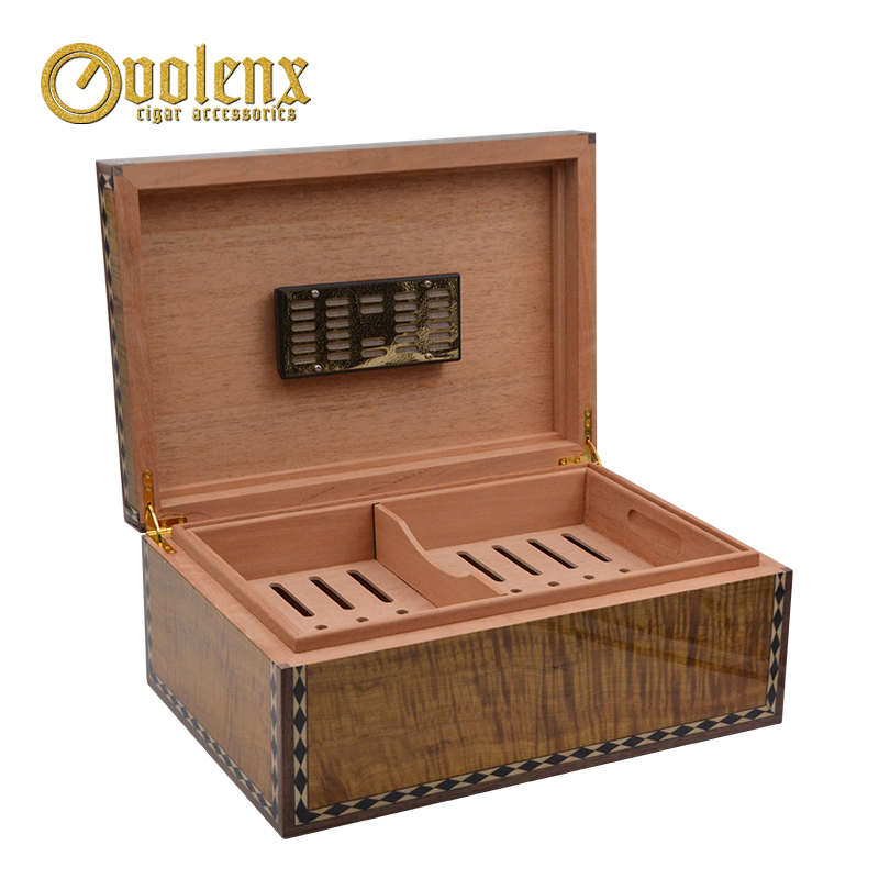 Handmade Trays Box Ebony Veneer Wooden Cigar Box 7