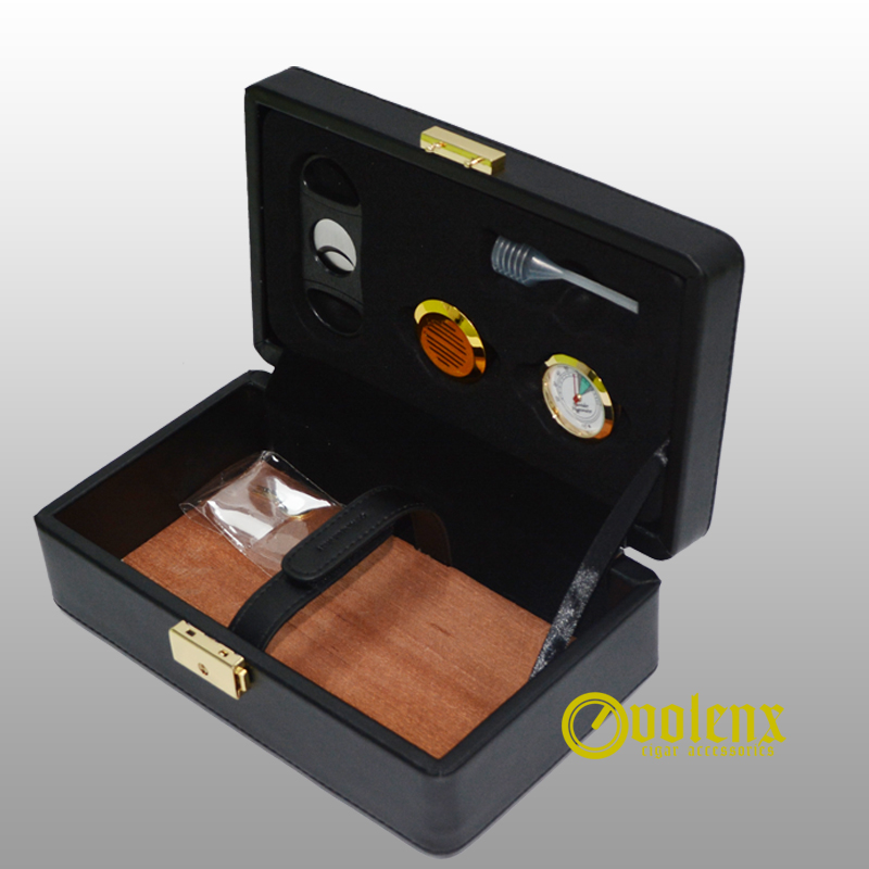 High Quality Popular Chinese Small Leather Travel Cigar Humidor 11