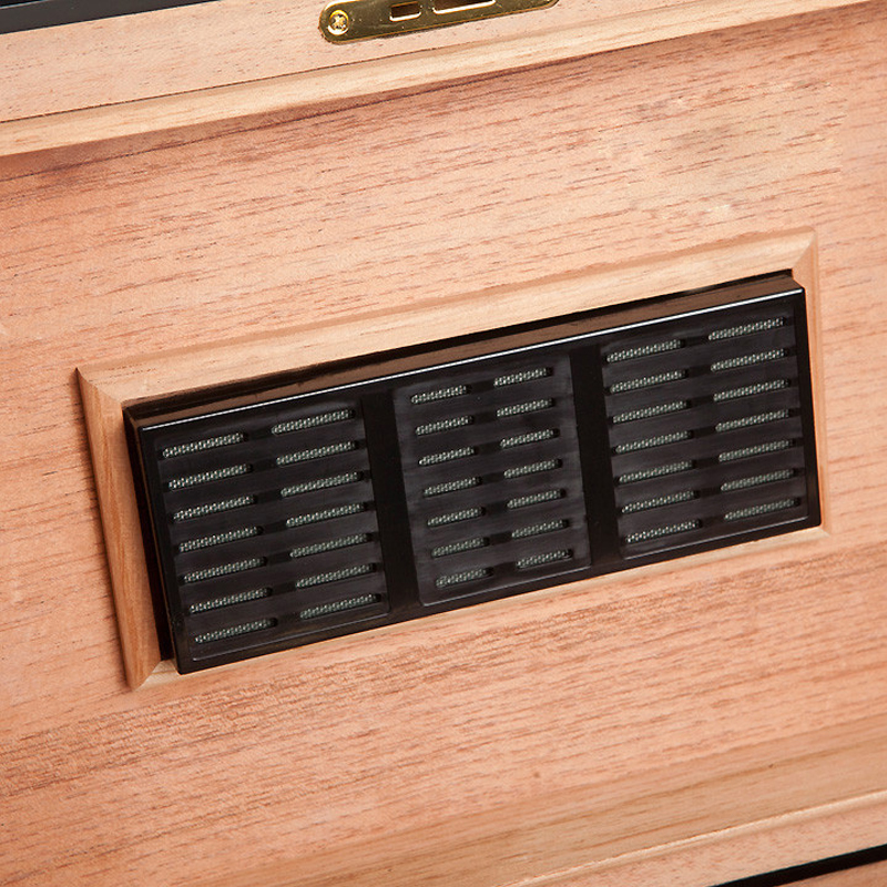 High Glossy Mahogany Veneer Wood Cigar Humidor with Accessories 10