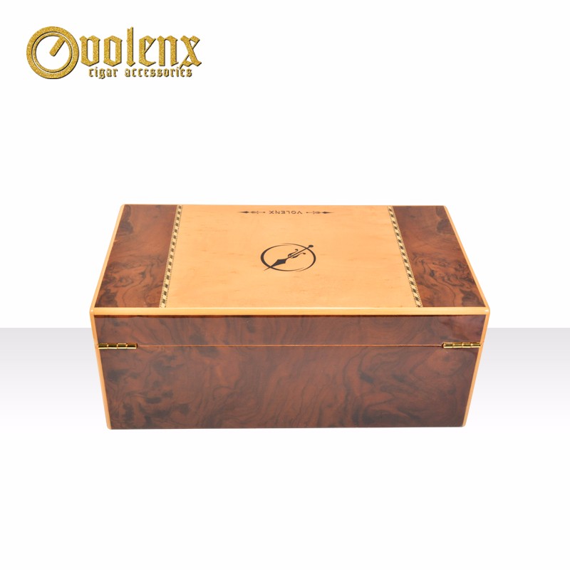 Piano burl grain walnut veneer wooden cigar humidor box 9