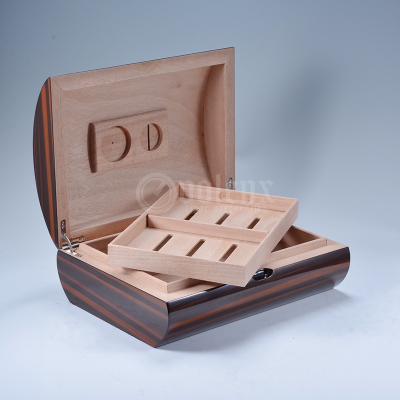 Piano burl grain walnut veneer wooden cigar humidor box 17