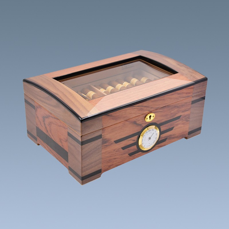 High quality customized glass top wooden cigar humidor 7