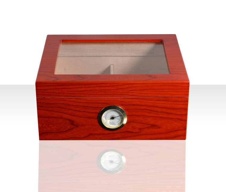Eco-friendly Luxury Wooden Boxes Tempered Glass Top Cigar Humidor 11