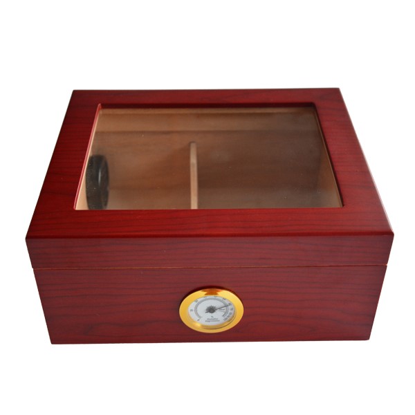 Custom Glass Top Wooden humidor Spanish Cedar Cigar Box