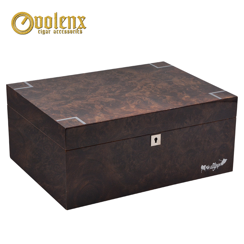 High Glossy  humidifier  Walnut wooden cigar humidor box 3