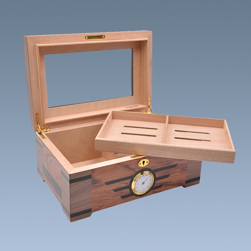 High-end Glass Top Cedar Wood Cigar Humidor cabinet box 9