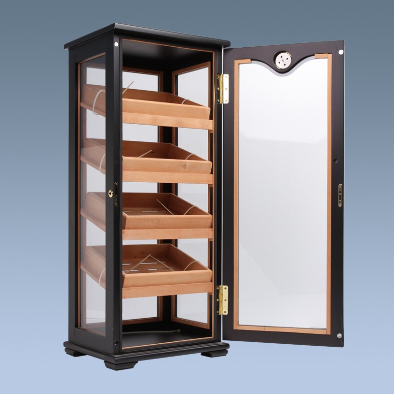 High-end Glass Top Cedar Wood Cigar Humidor cabinet box 29
