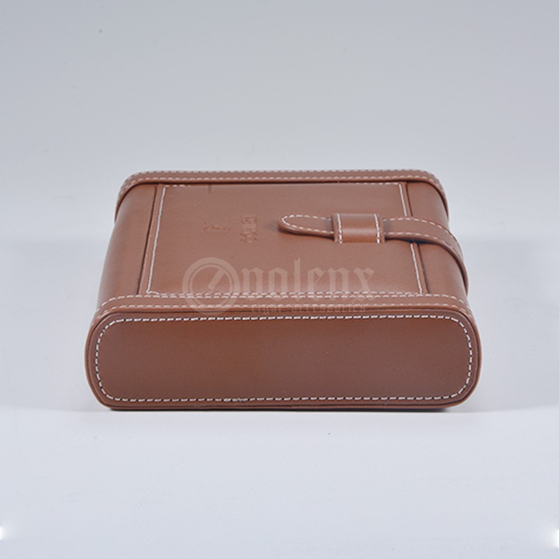 Custom logo brown color travel leather wooden cigar case 13