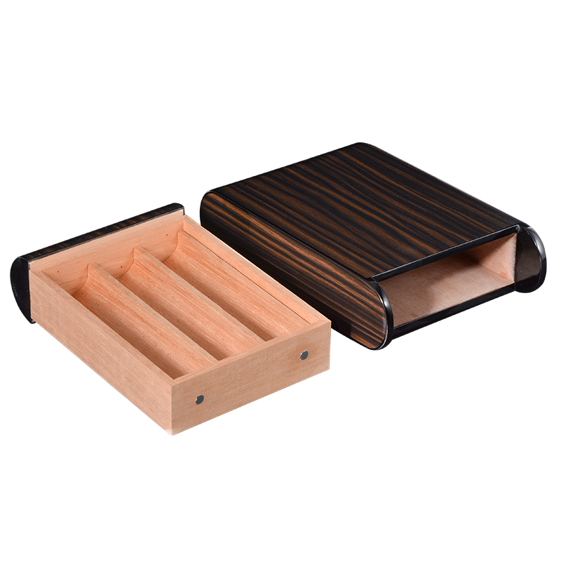 Custom Wholesale 3CT Brown Ebony Wood Cigar Box 4