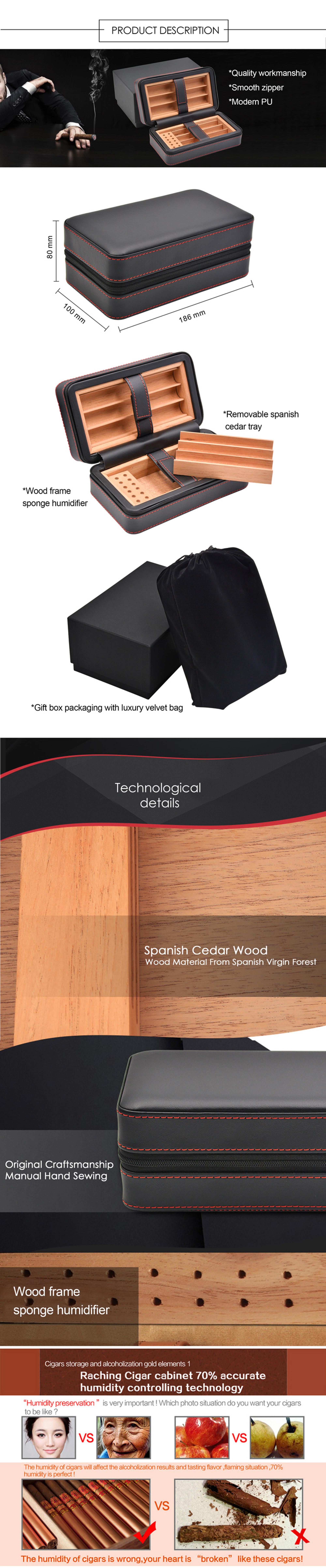 Google fashion product rectangular wooden box cigar humidor 3