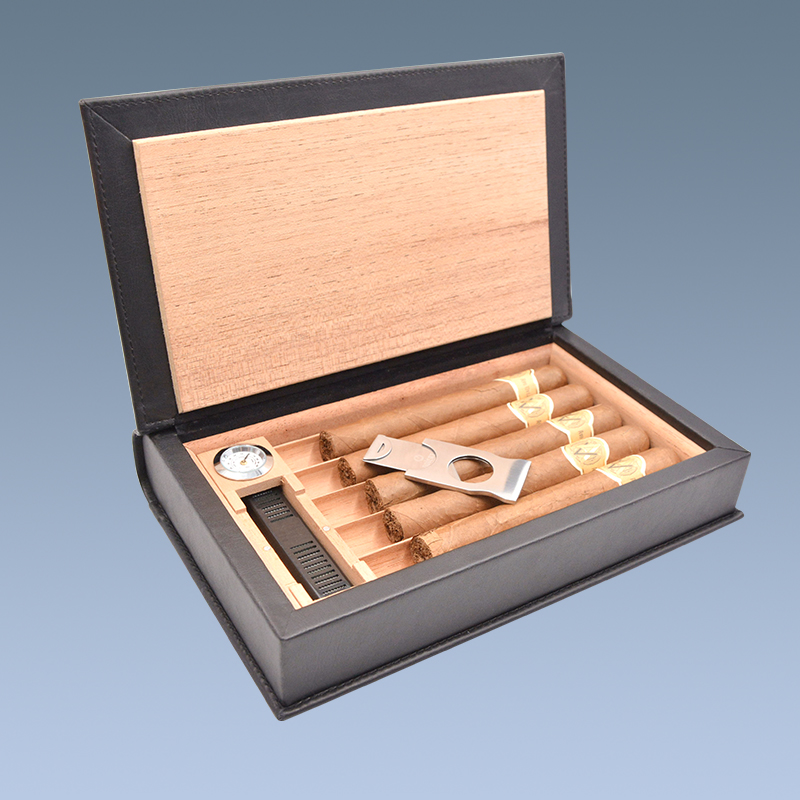 Customized Hot Sale  Cigar Case Wood Leather Cigar Humidor 9