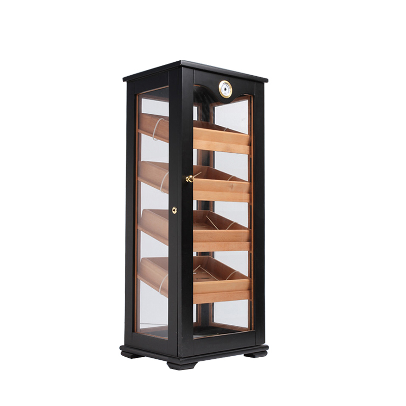 Customized black large spanish cedar cigar display storage cabinet