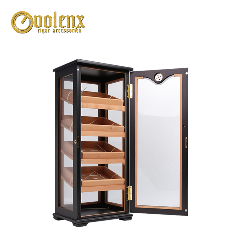 Customized black large spanish cedar cigar display storage cabinet 3