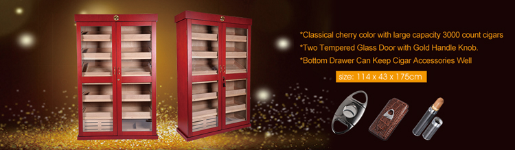 4000CT Large capacity solid wood frame cigar display cabinet
