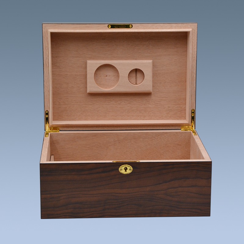 Desktop storage cigar cabinet humidor box with golden lock 7
