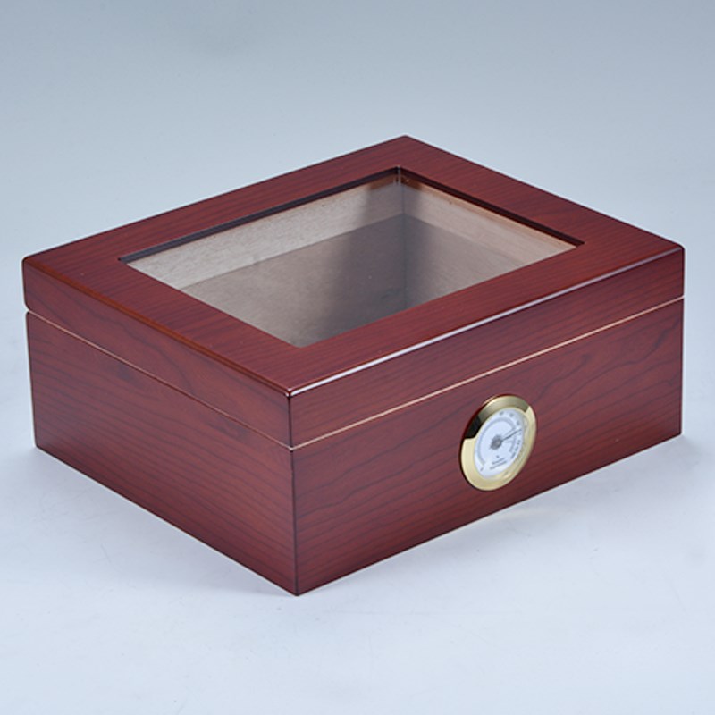 Desktop storage cigar cabinet humidor box with golden lock 21