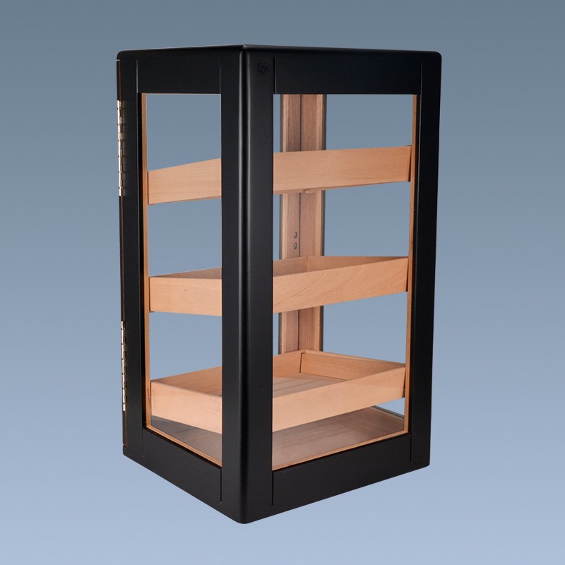 Wholesale cheap black cigar humidor cabinet with 3 tray 9