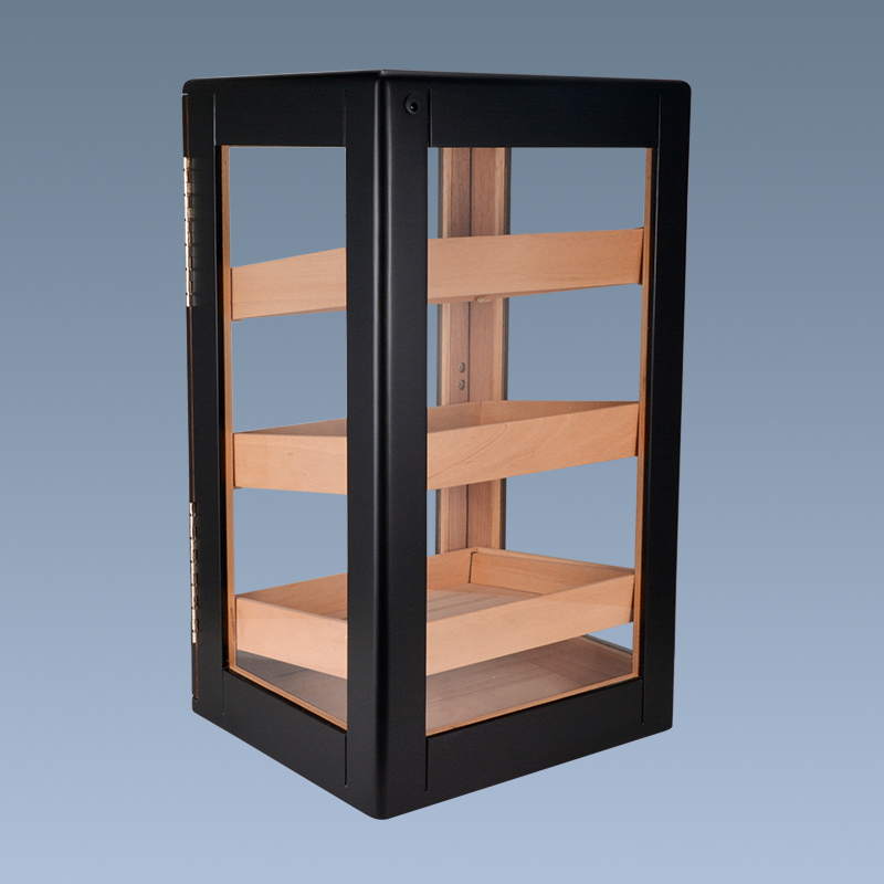 Black Glass Wooden Cigar Display Cabinet with 3 Drawers 9