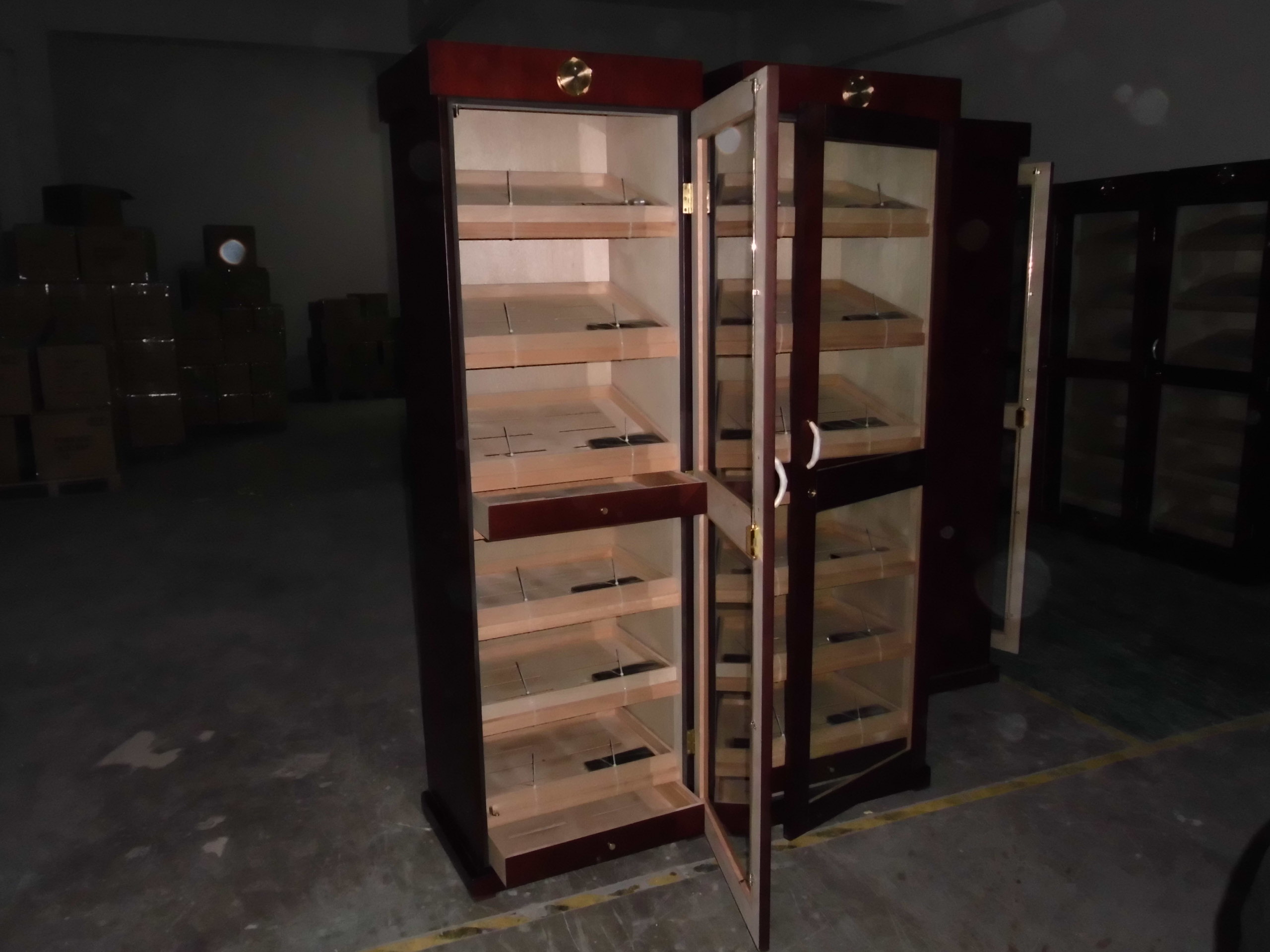Tall Wooden glass Display humidors cabinets for cigars 5