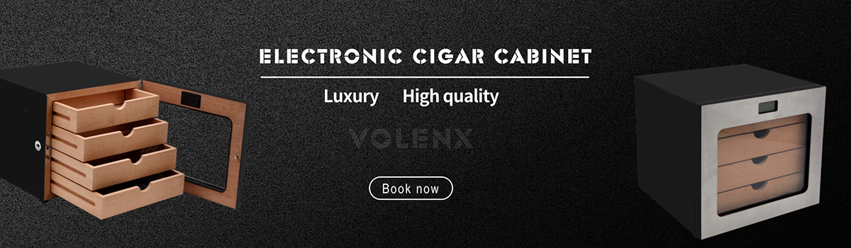 Top grade metallic luxury cigar humidor cabinet with Drawer