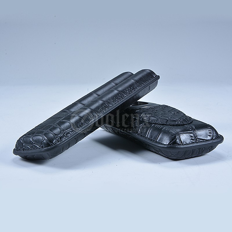 Wholesale good quality black genuine leather cigar case with cutter 9