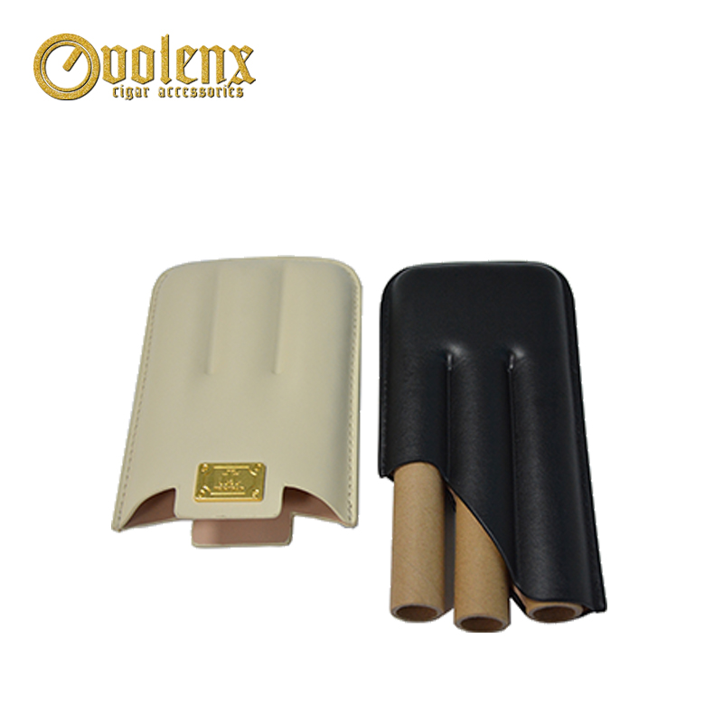 Shenzhen Holds 3 Different Length Cigars Leather Travel Case(BV&SGS)