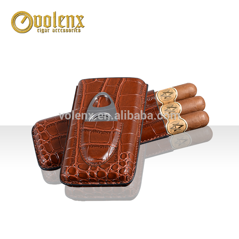 Accessories cutter gift box packaging wholesale custom leather cigar travel case
