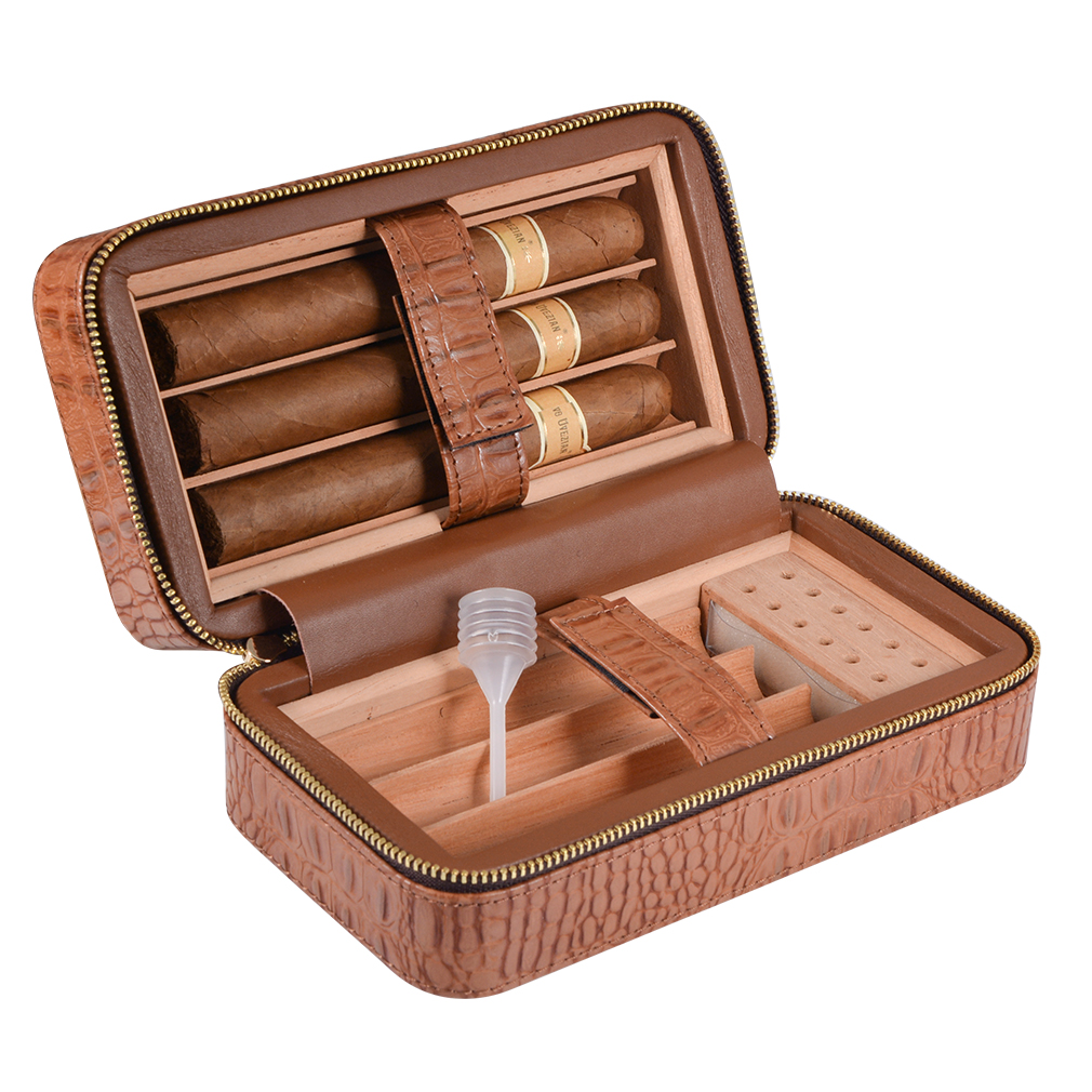Volenx Stock Brown PU Leather Cigar Case 4