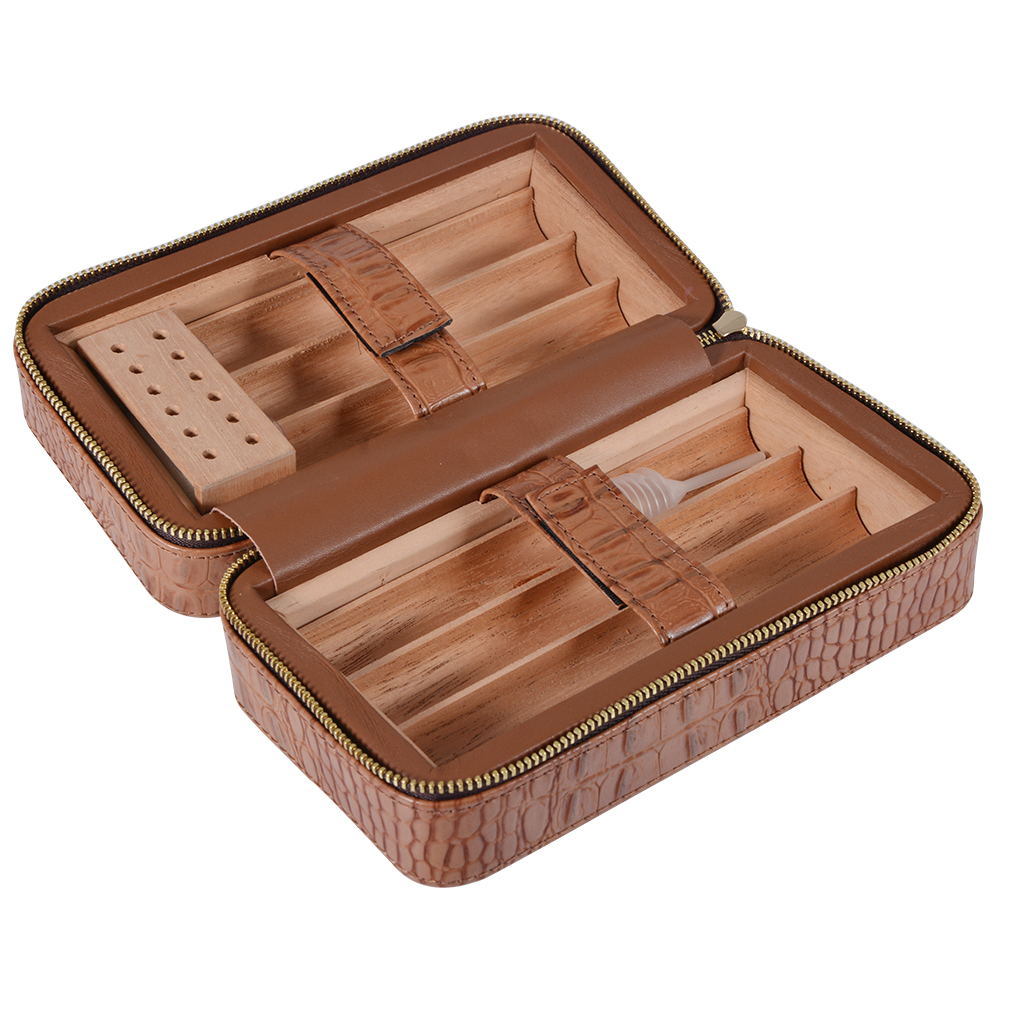 Volenx Stock Brown PU Leather Cigar Case 2