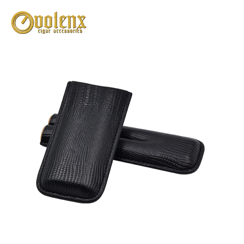Premium Quality Black Leather Cigar Holder Custom Logo 7