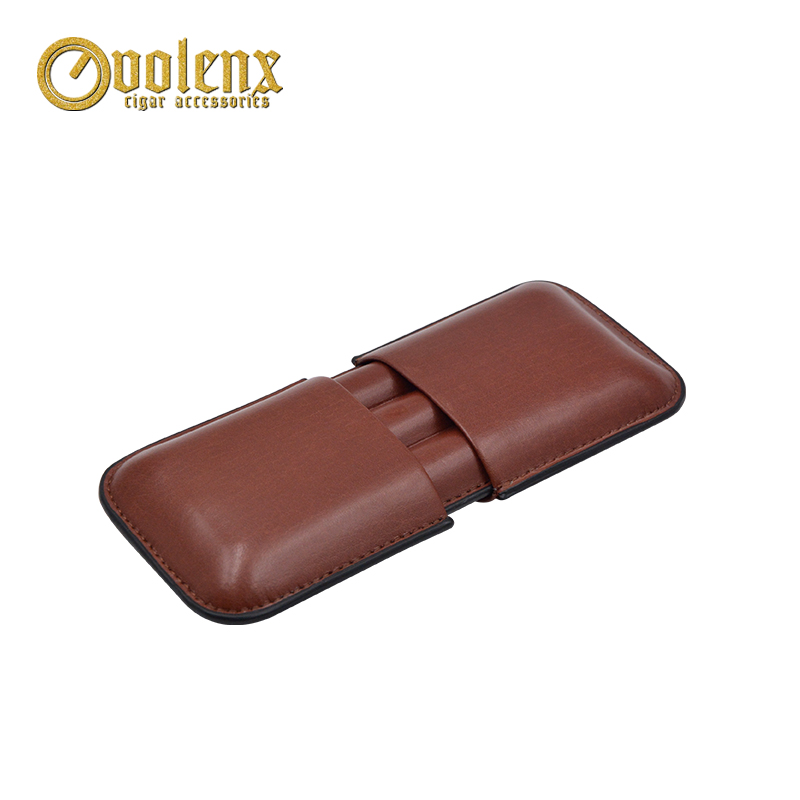 Travel brown manufacture 3 fingers Leather Cigar Tip Holder Case 9