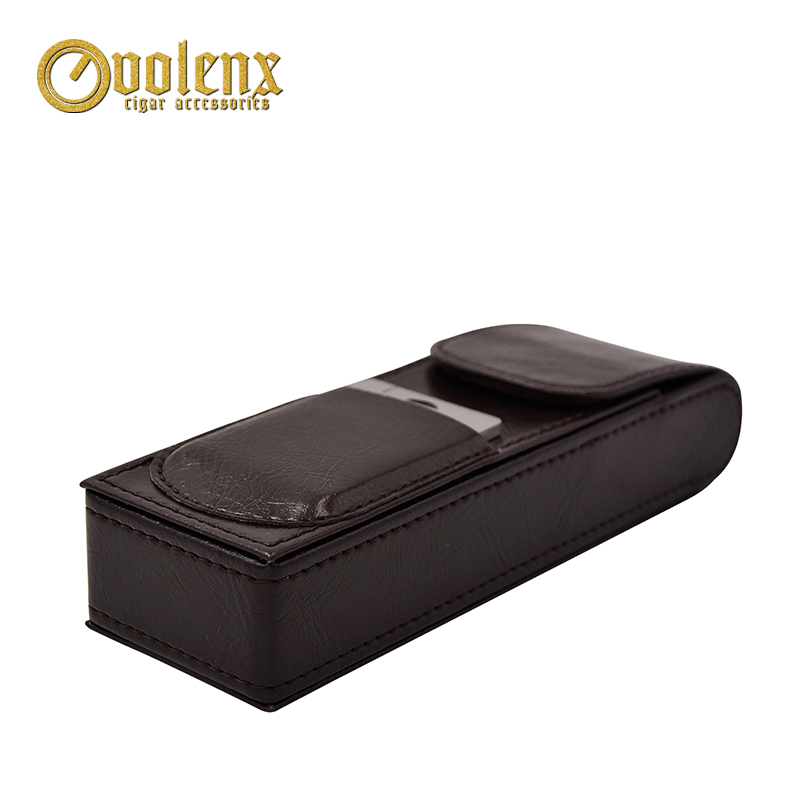 Popular Selling Portable Black Travel Cigar Case Mini Humidor With Cutter 9