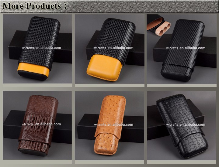Hot Sale Travel Mini 2CT Black PU Leather Cigar Case 10