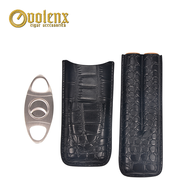 Wholesale Custom Travel Leather Cigar Case with Cutter 12