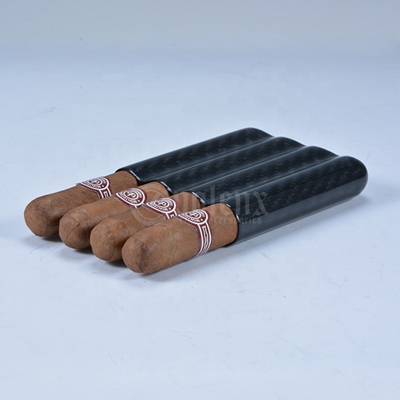 Wholesale Travel Black Carbon Fiber Cigar Case 5