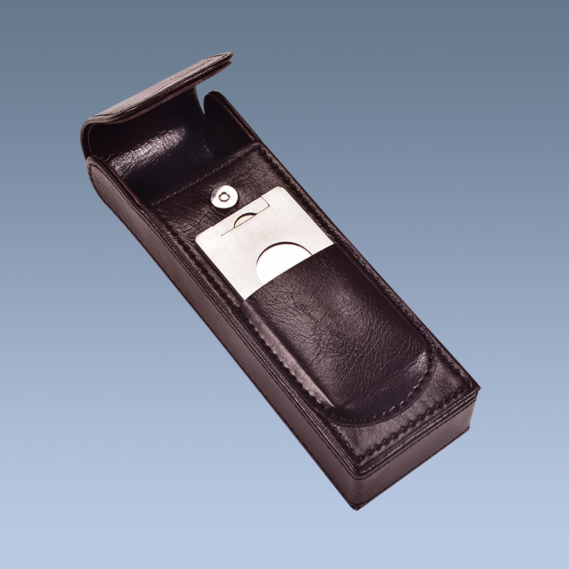 Handmade Custom Leather Cigar Case With Cigar Cutter 5