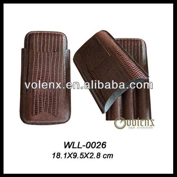 Wholesale genuine three leather cigar case with cigar cutter 13