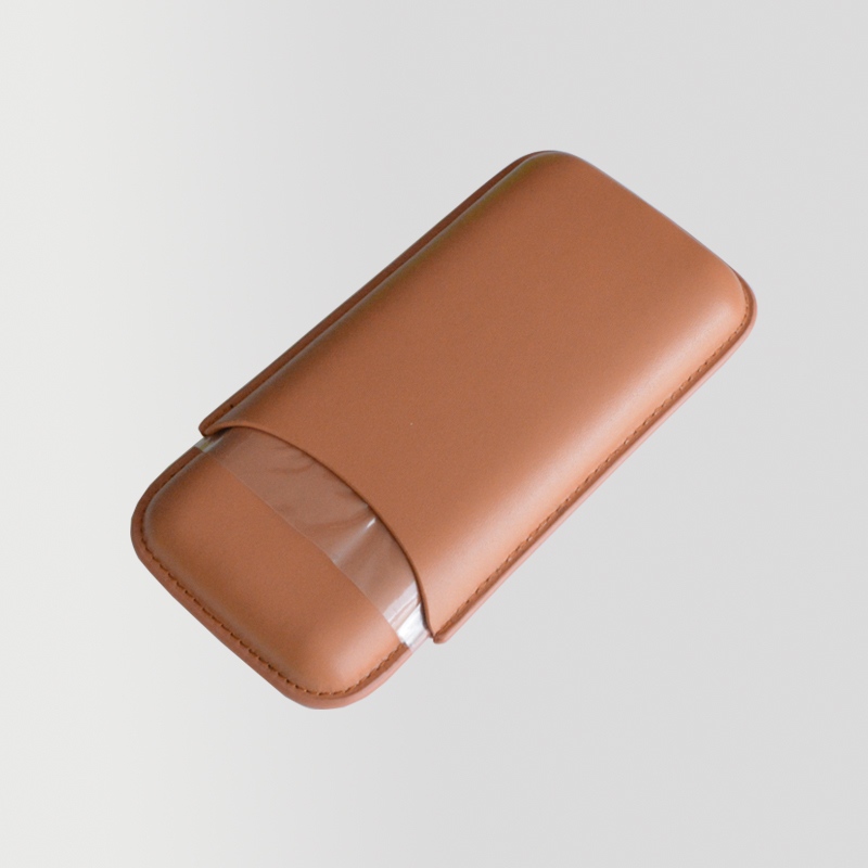 Wholesale genuine three leather cigar case with cigar cutter 5