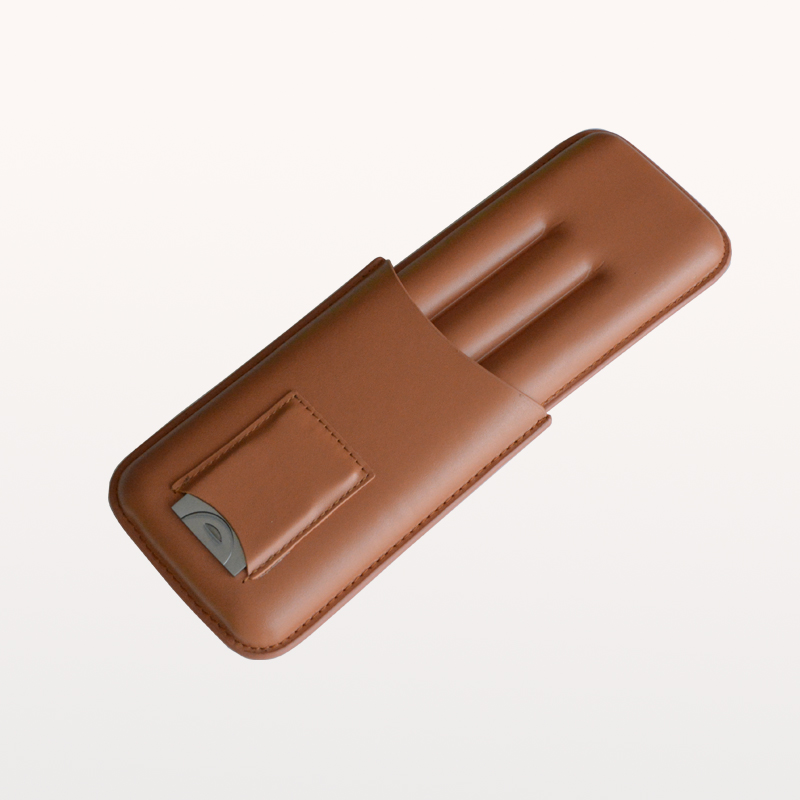 Wholesale genuine three leather cigar case with cigar cutter 9