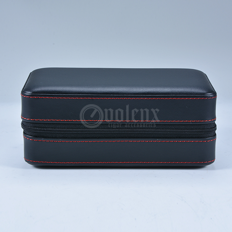 Promotional genuine leather box 6CT cedar wood travel cigar case 14