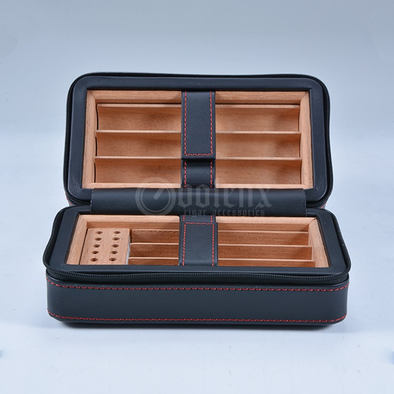 Wholesale customized 6CT leather travel humidor cigar case 5