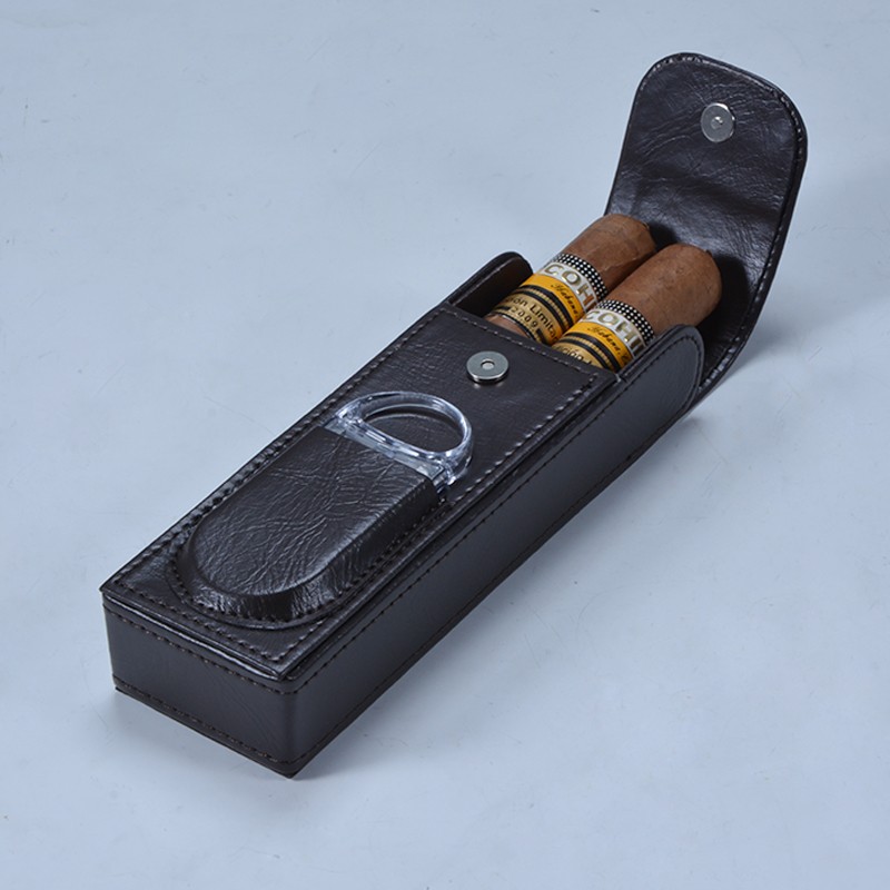 Travel use 2CT cigar case with cutter wholesale pvc cigar case 5