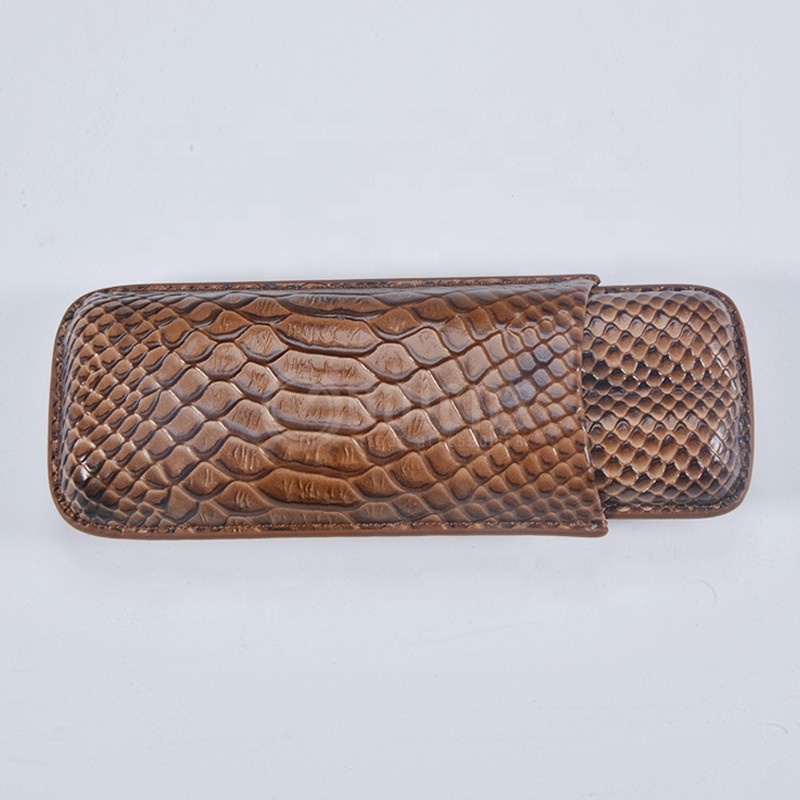 New Design 2CT Travel Crocodile Leather Cigar Case for Sale