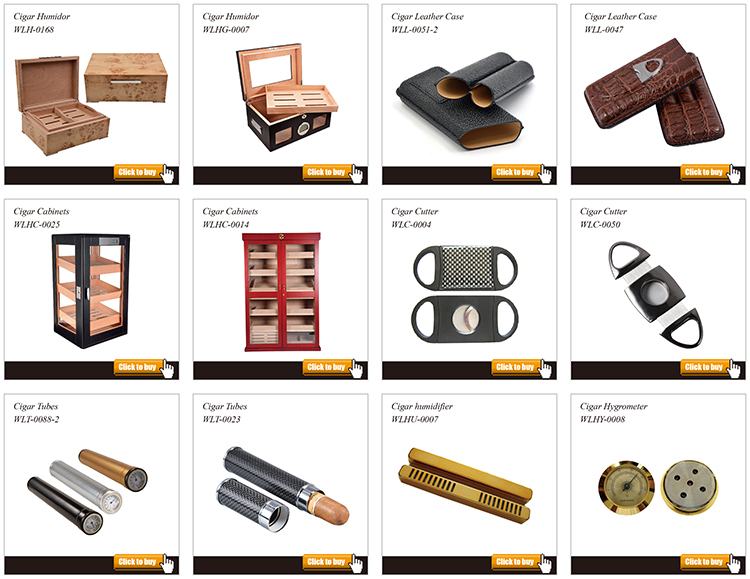 Large Stock cigar accessories kit PU leather cigar case with cutter and lighter personalized 17