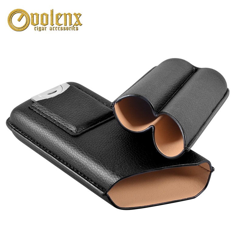 Factory Stock Premium Grade Travel Leather Cigar Case with Cutter 5