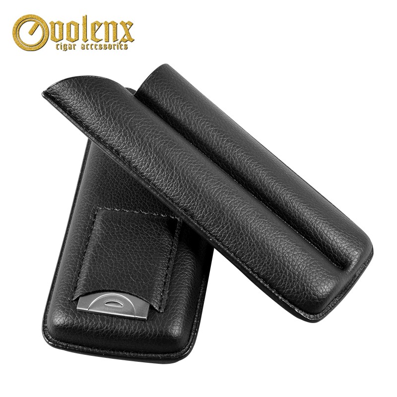 Factory Stock Premium Grade Travel Leather Cigar Case With Cutter 15