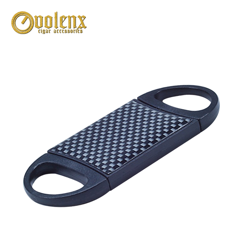 Luxury plastic double blade with epoxy logo cigar cutter